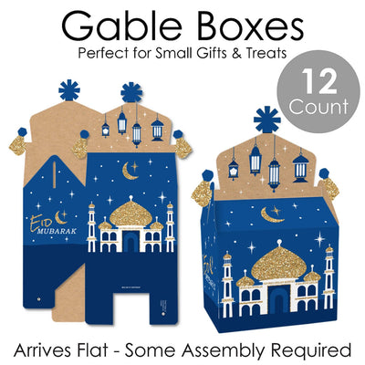 Eid Mubarak - Treat Box Party Favors - Ramadan Goodie Gable Boxes - Set of 12