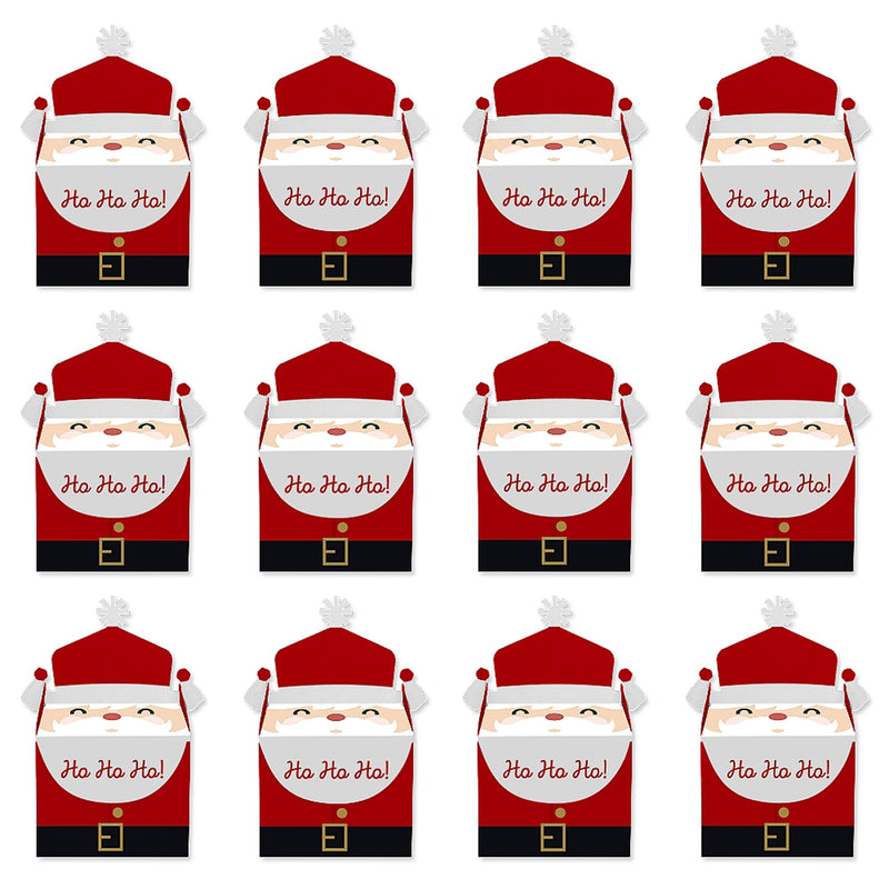 Jolly Santa Claus - Treat Box Party Favors - Christmas Party Goodie Gable Boxes - Set of 12