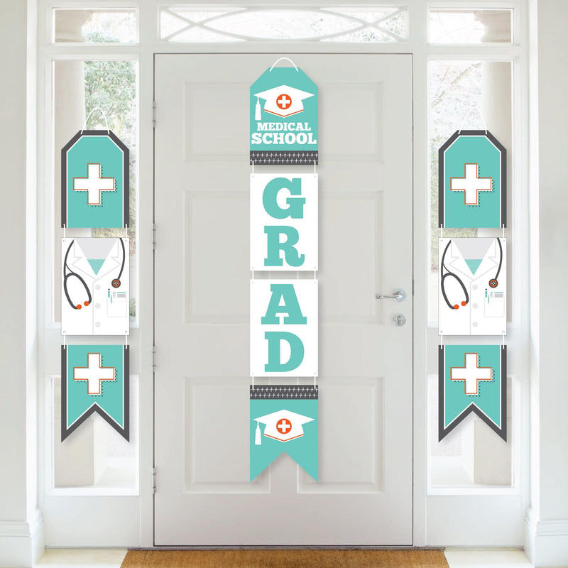 Medical School Grad - Hanging Vertical Paper Door Banners - Doctor Graduation Party Wall Decoration Kit - Indoor Door Decor