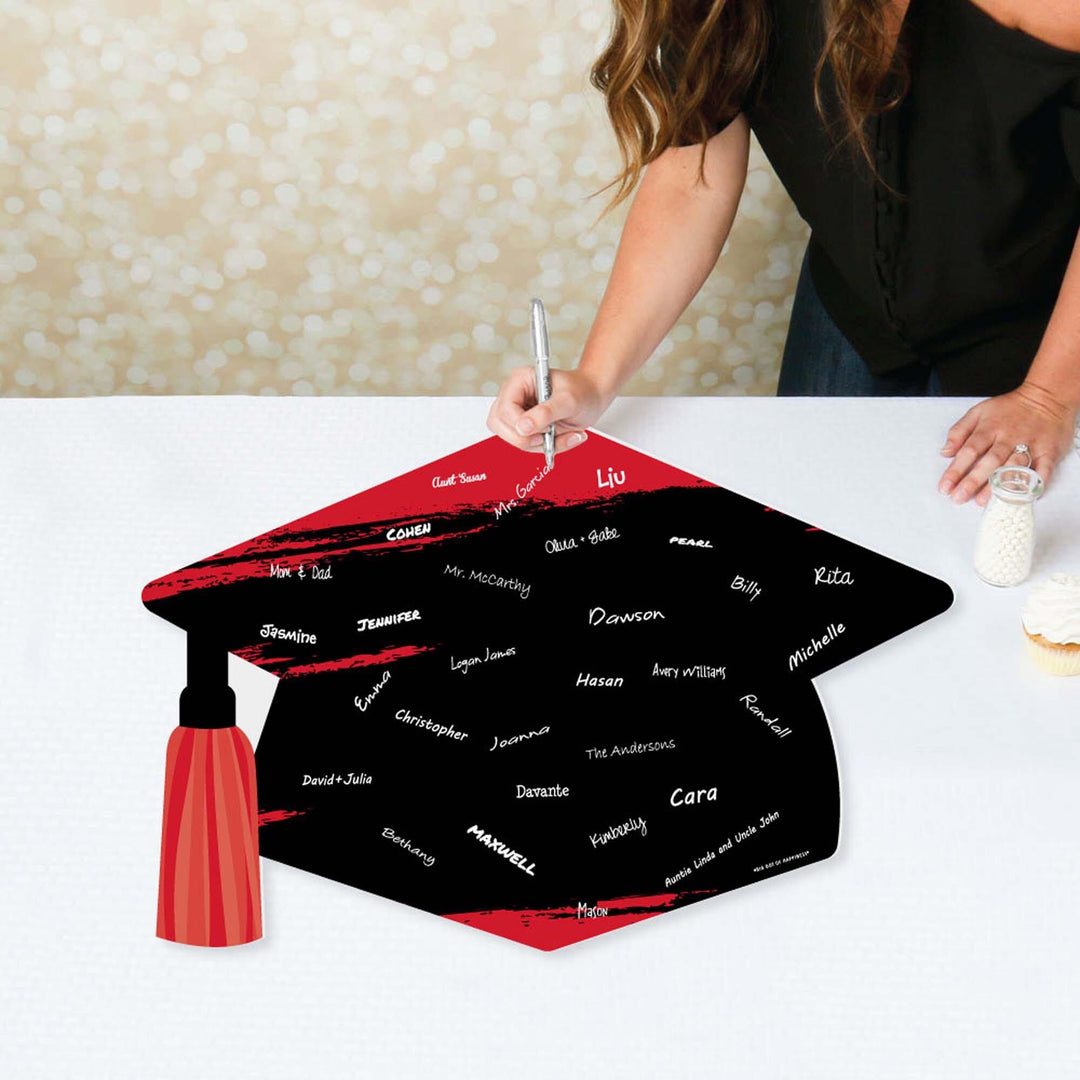 Red Grad - Best is Yet to Come - Grad Cap Guest Book Sign - Red ...