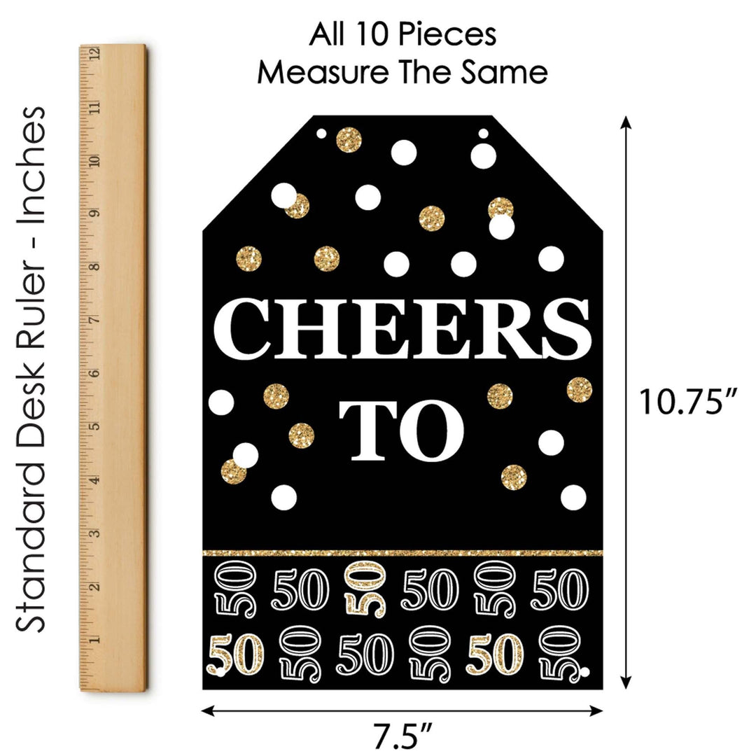 Adult 50th Birthday - Gold - Hanging Vertical Paper Door Banners - Birthday Party Wall Decoration Kit - Indoor Door Decor