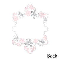 Pink Winter Wonderland - Shaped Thank You Cards - Holiday Snowflake Birthday Party and Baby Shower Thank You Note Cards with Envelopes - Set of 12
