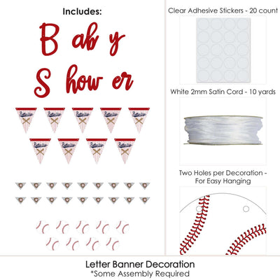 Batter Up - Baseball - Baby Shower Letter Banner Decoration - 36 Banner Cutouts and Baby Shower Banner Letters