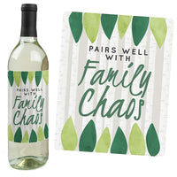 Family Tree Reunion - Family Gathering Party Decorations for Women and Men - Wine Bottle Label Stickers - Set of 4