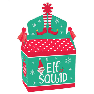 Elf Squad - Treat Box Party Favors - Kids Elf Christmas and Birthday Party Goodie Gable Boxes - Set of 12