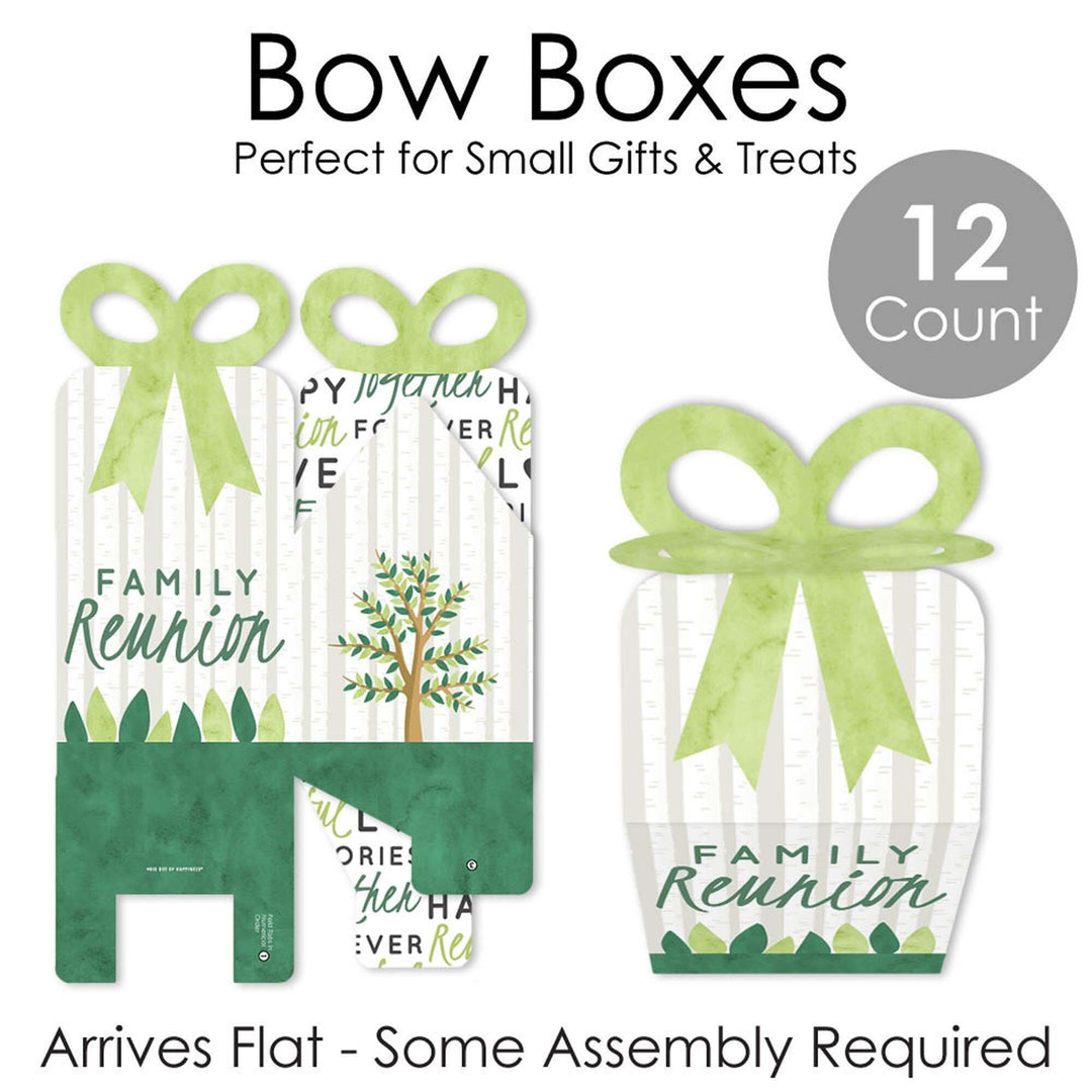 Family Tree Reunion - Square Favor Gift Boxes - Family Gathering Party Bow Boxes - Set of 12