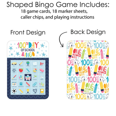 Happy 100th Day of School - Picture Bingo Cards and Markers - 100 Days Party Bingo Game - Set of 18