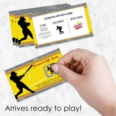 Grand Slam - Fastpitch Softball - Baby Shower or Birthday Party Scratch Off Cards - 22 Cards