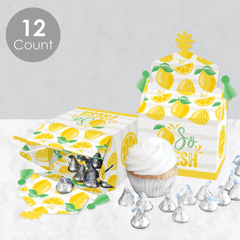 So Fresh - Lemon - Treat Box Party Favors - Citrus Lemonade Party Goodie Gable Boxes - Set of 12