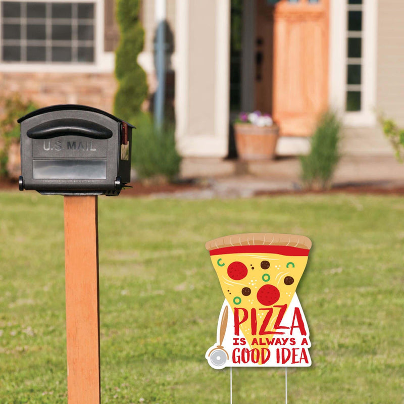 Pizza Party Time - Outdoor Lawn Sign - Baby Shower or Birthday Party Yard Sign - 1 Piece