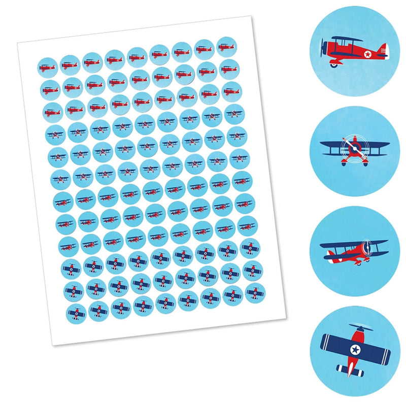 Taking Flight - Airplane - Vintage Plane Baby Shower or Birthday Party Round Candy Sticker Favors - Labels Fit Hershey&