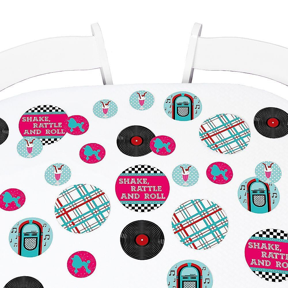 50's Sock Hop - 1950s Rock N Roll Giant Circle Confetti - Fifties Party Decorations - Large Confetti 27 Count