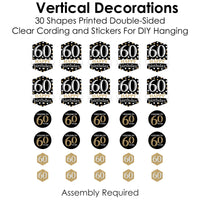 Adult 60th Birthday - Gold - Birthday Party DIY Dangler Backdrop - Hanging Vertical Decorations - 30 Pieces