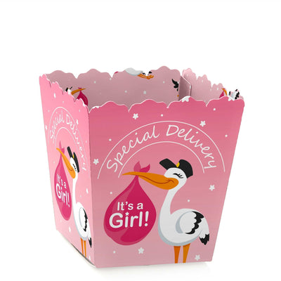Girl Special Delivery - Party Mini Favor Boxes - Pink It's A Girl Stork Baby Shower Treat Candy Boxes - Set of 12