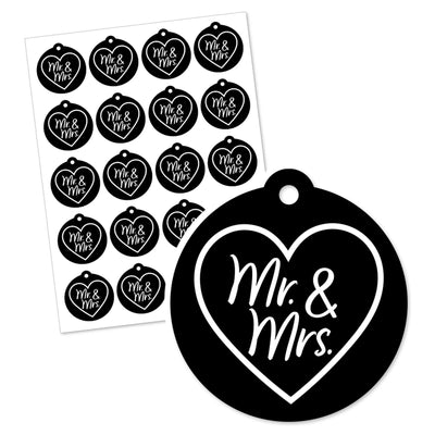 Mr. and Mrs. - Black and White Wedding or Bridal Shower Favor Gift Tags (Set of 20)