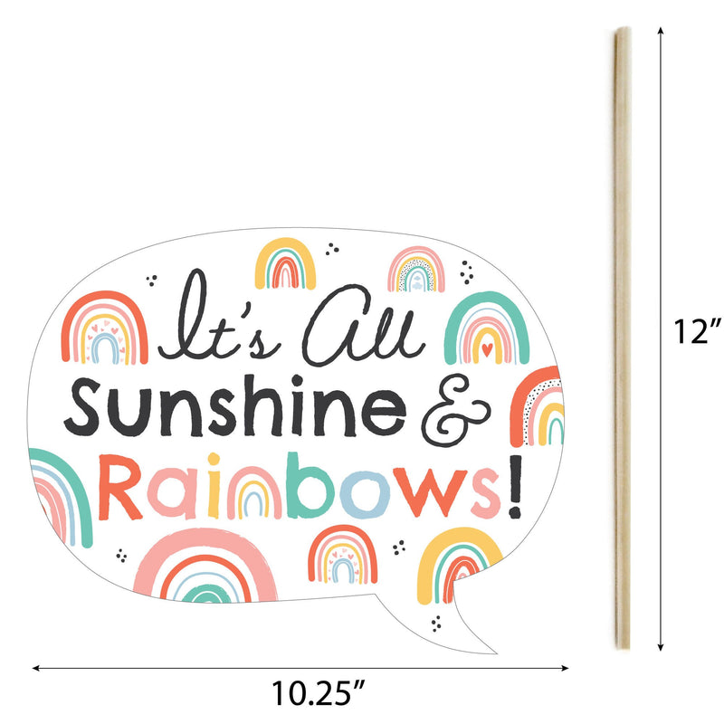 Hello Rainbow - Boho Baby Shower and Birthday Party Photo Booth Props Kit - 20 Count