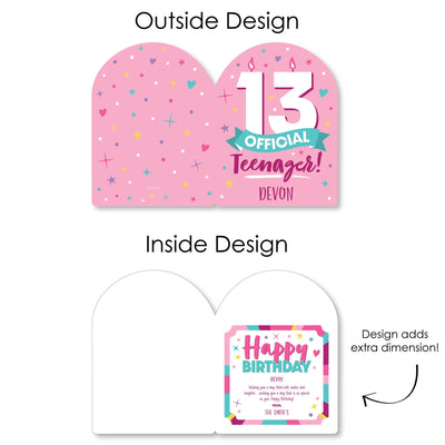 Girl 13th Birthday - Happy Birthday Giant Greeting Card - Personalized Big Shaped Jumborific Card - 16.5 x 22 inches