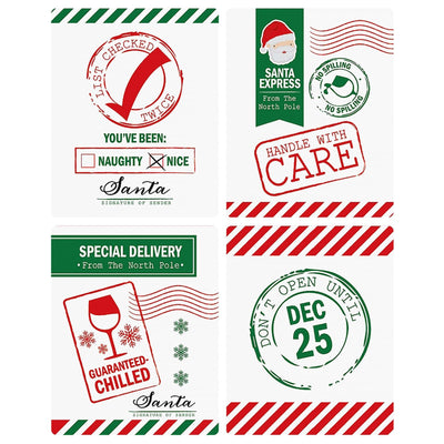 Santa's Special Delivery - From Santa Claus Christmas Decorations for Women and Men - Wine Bottle Label Stickers - Set of 4