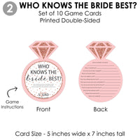 Bride Squad - 4 Rose Gold Bridal Shower or Bachelorette Party Games - 10 Cards Each - Who Knows The Bride Best, Bride or Groom Quiz, What's in Your Purse and Love - Gamerific Bundle