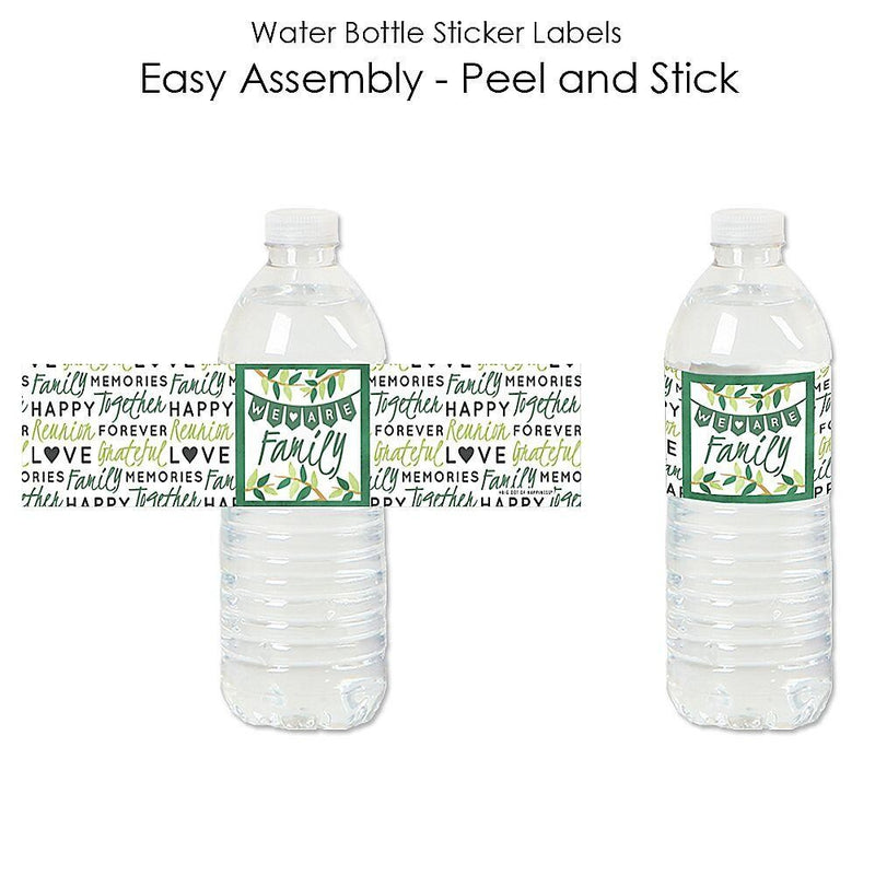 Family Tree Reunion - Family Gathering Party Water Bottle Sticker Labels - Set of 20