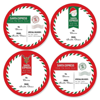 Santa's Special Delivery - Large Round Sticker Personalized Christmas Gift Tags - Set of 8