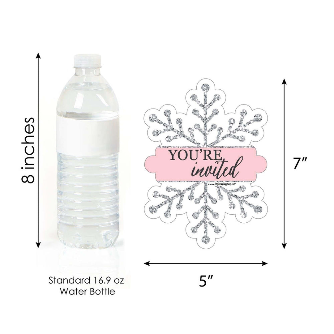 Pink Winter Wonderland - Shaped Fill-In Invitations - Holiday Snowflake Birthday Party and Baby Shower Invitation Cards with Envelopes - Set of 12