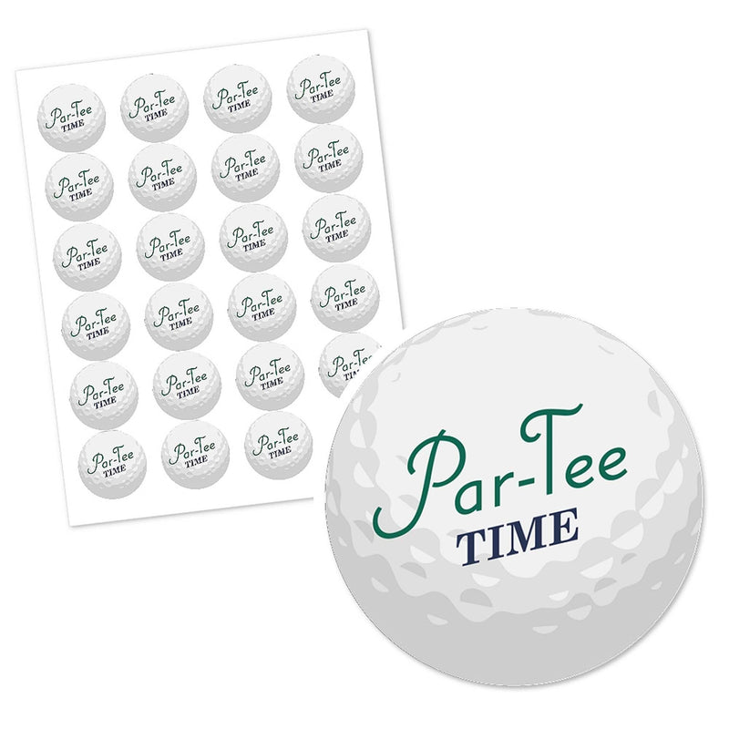 Par-Tee Time - Golf - Round Personalized Birthday or Retirement Party Circle Sticker Labels - 24 ct
