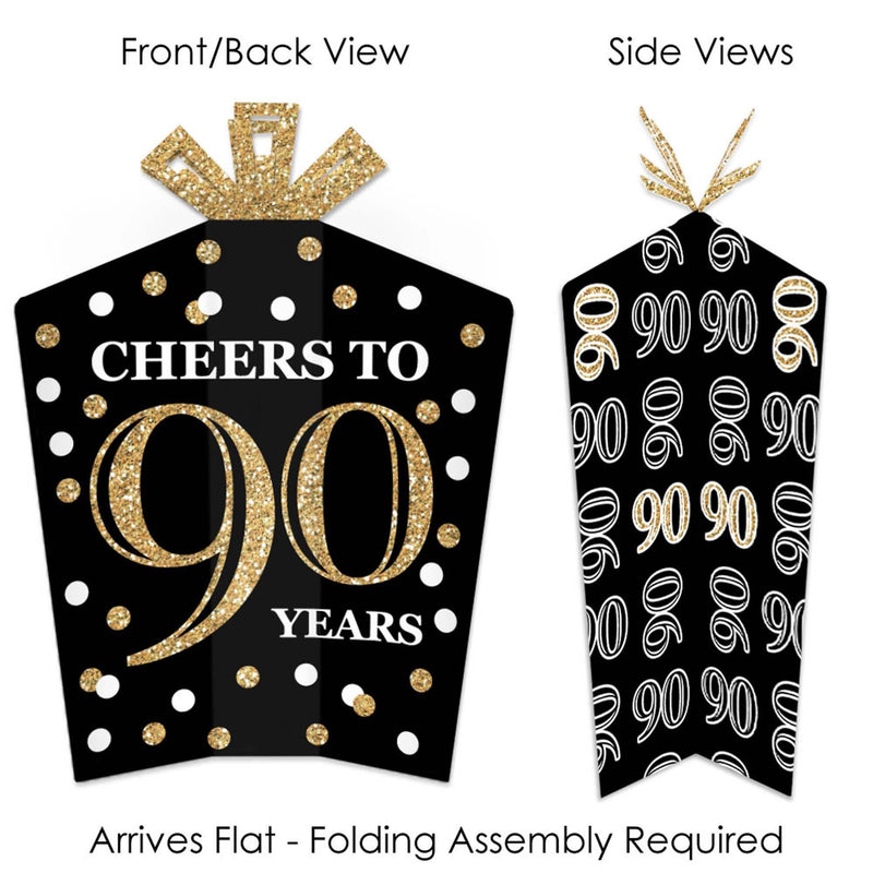 Adult 90th Birthday - Gold - Table Decorations - Birthday Party Fold and Flare Centerpieces - 10 Count