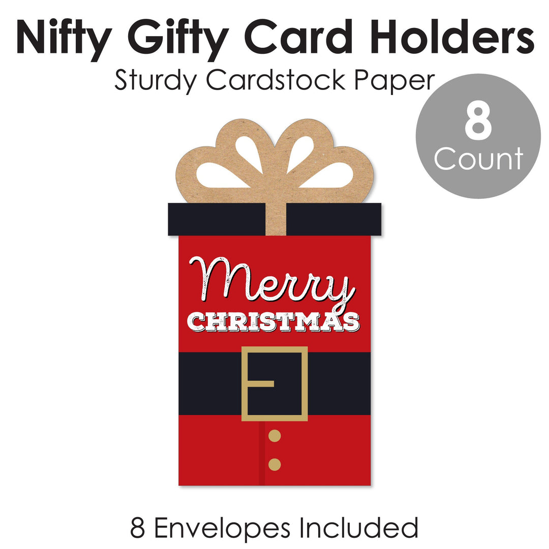 Jolly Santa Claus - Christmas Party Money and Gift Card Sleeves - Nifty Gifty Card Holders - Set of 8