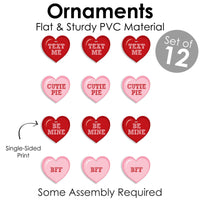 Conversation Hearts - Valentine's Day Decorations - Tree Ornaments - Set of 12