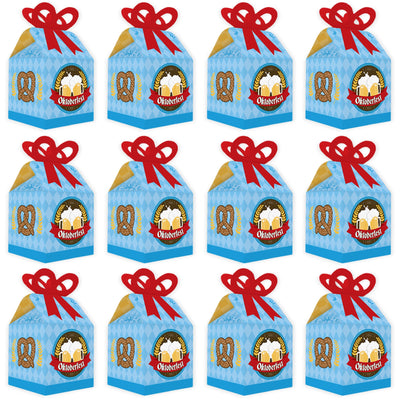 Oktoberfest - Square Favor Gift Boxes - German Beer Festival Bow Boxes - Set of 12
