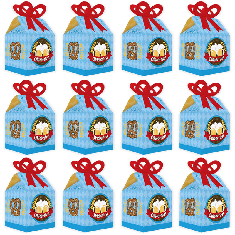 Oktoberfest - Square Favor Gift Boxes - German Beer Festival Bow Boxes - Set of 12