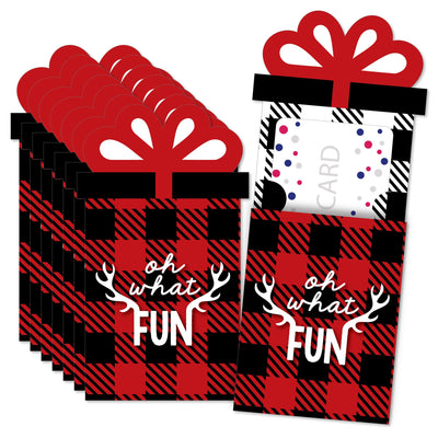 Prancing Plaid - Reindeer Holiday and Christmas Party Money and Gift Card Sleeves - Nifty Gifty Card Holders - Set of 8