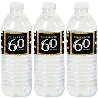Adult 60th Birthday - Gold - Birthday Party Water Bottle Sticker Labels - Set of 20
