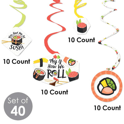 Let's Roll - Sushi - Japanese Party Hanging Decor - Party Decoration Swirls - Set of 40