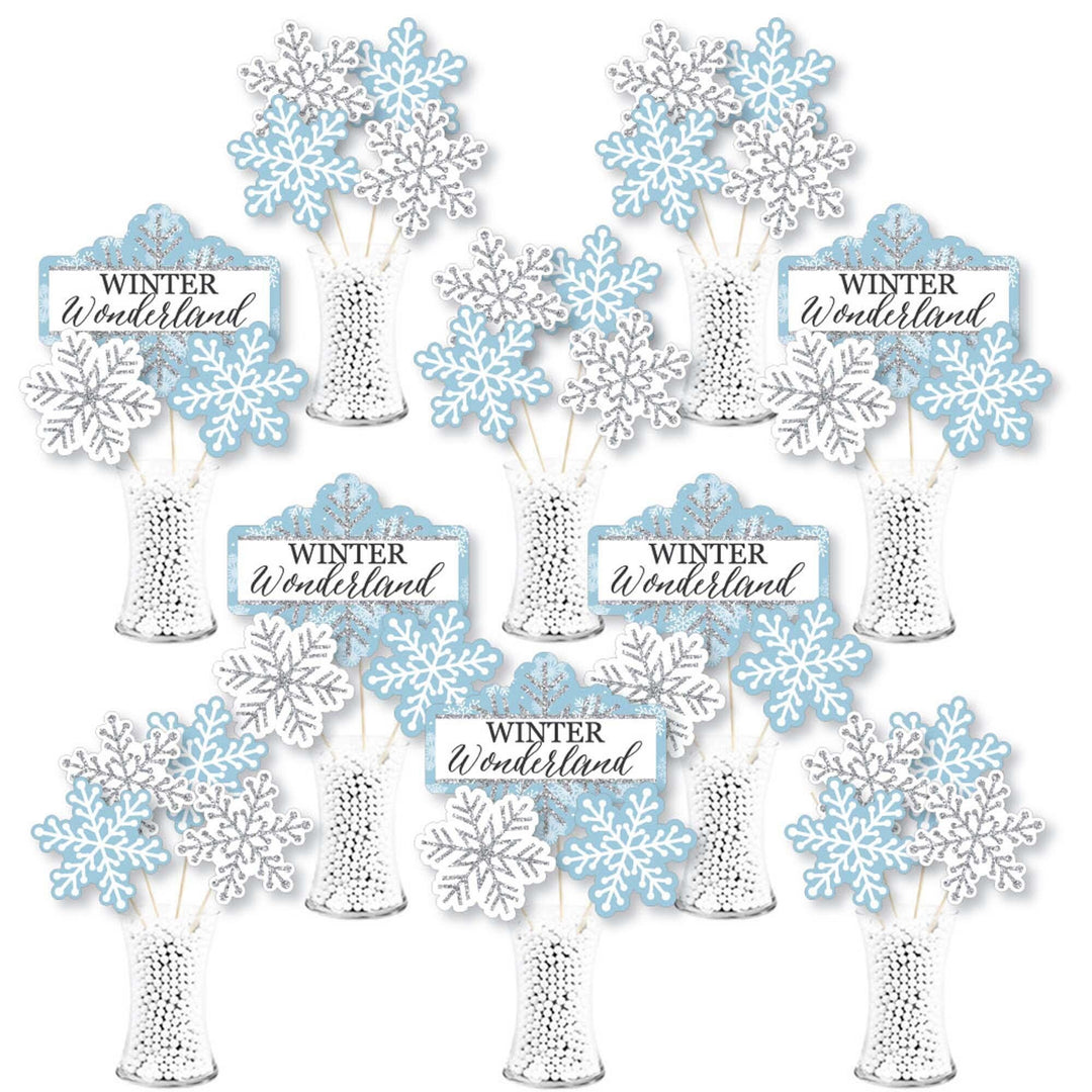Winter Wonderland - Snowflake Holiday Party and Winter Wedding Centerpiece Sticks - Showstopper Table Toppers - 35 Pieces