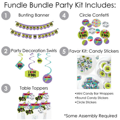 90's Throwback - 1990s Party Supplies - Banner Decoration Kit - Fundle Bundle