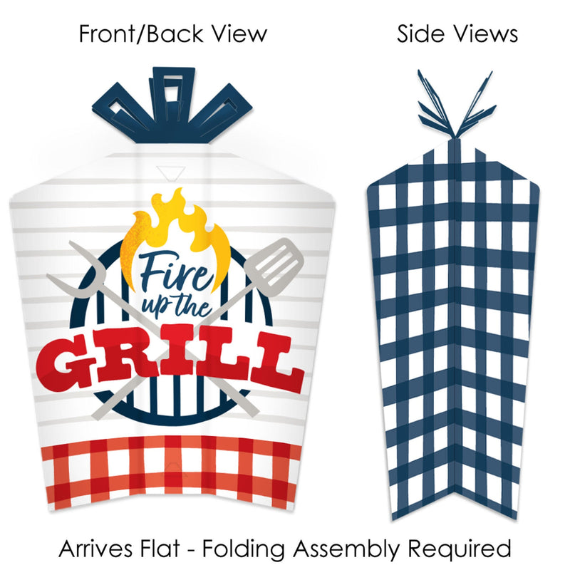 Fire Up the Grill - Table Decorations - Summer BBQ Picnic Party Fold and Flare Centerpieces - 10 Count