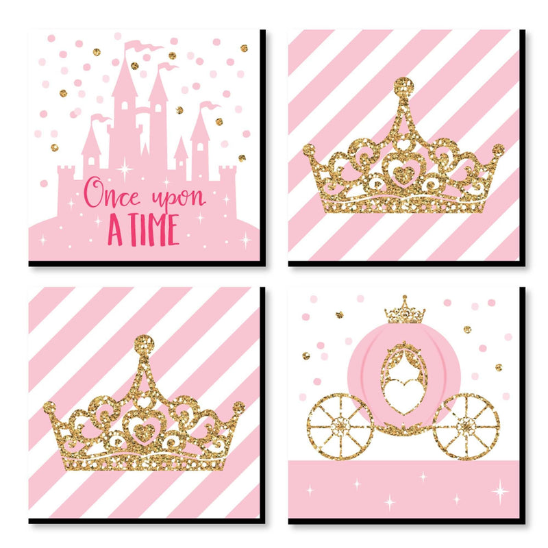 Little Princess Crown - Kids Room, Nursery Decor and Home Decor - 11 x 11 inches Nursery Wall Art - Set of 4 Prints for Baby&