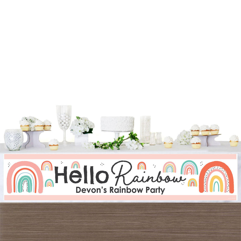 Hello Rainbow - Personalized Boho Baby Shower and Birthday Party Banner