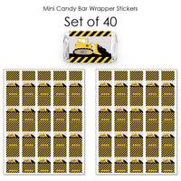 Dig It - Construction Party Zone - Mini Candy Bar Wrapper Stickers - Baby Shower or Birthday Party Small Favors - 40 Count