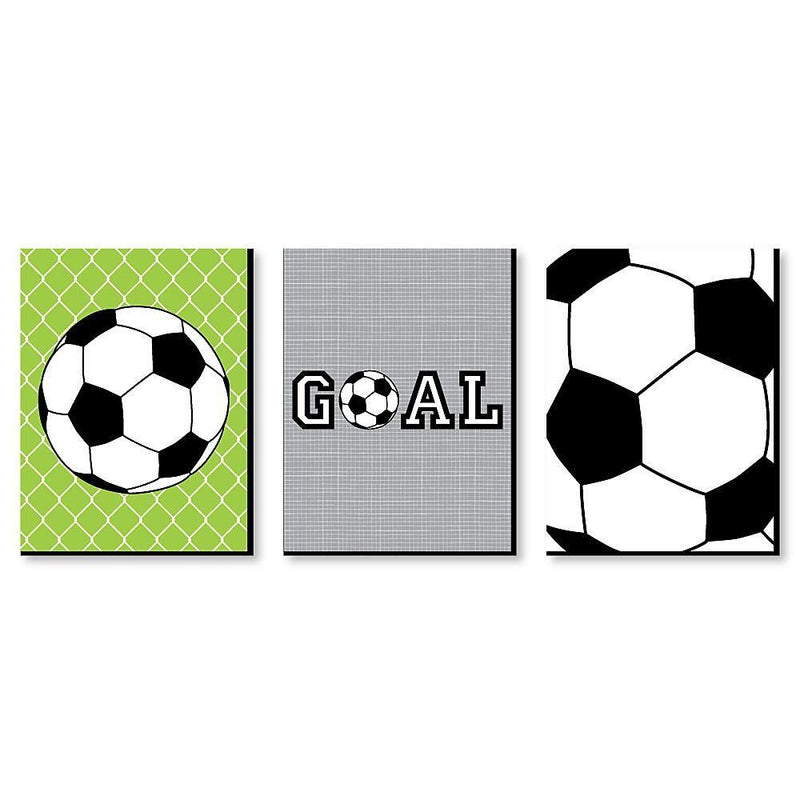 GOAAAL! - Soccer - Sports Themed Nursery Wall Art, Kids Room Decor and Game Room Home Decorations - 7.5 x 10 inches - Set of 3 Prints
