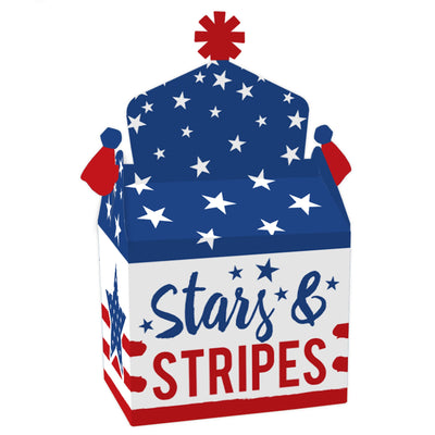 Stars & Stripes - Treat Box Party Favors - Memorial Day, 4th of July and Labor Day USA Patriotic Party Goodie Gable Boxes - Set of 12