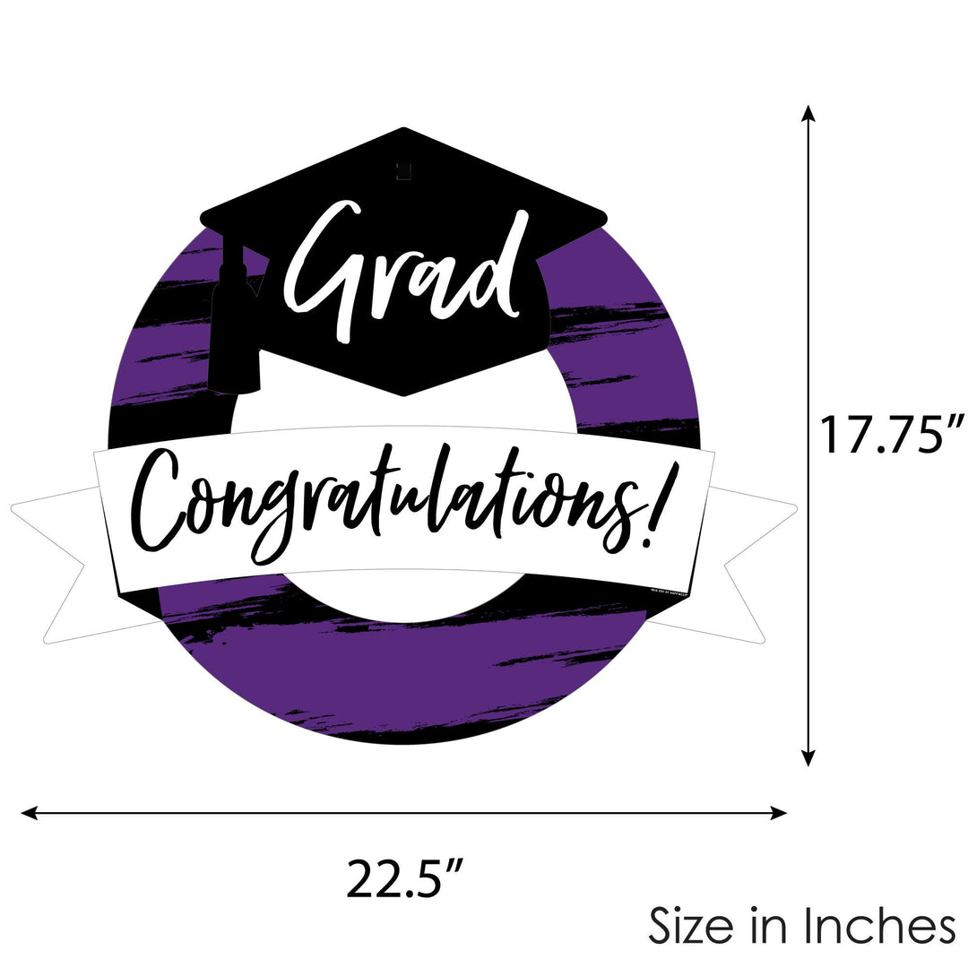 Purple Grad - Best is Yet to Come - Outdoor Purple Graduation Party Decor - Front Door Wreath