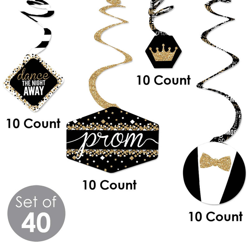 Prom - Prom Night Party Hanging Decor - Party Decoration Swirls - Set of 40
