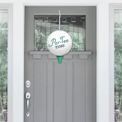 Par-Tee Time - Golf - Hanging Porch Birthday or Retirement Party Outdoor Decorations - Front Door Decor - 1 Piece Sign