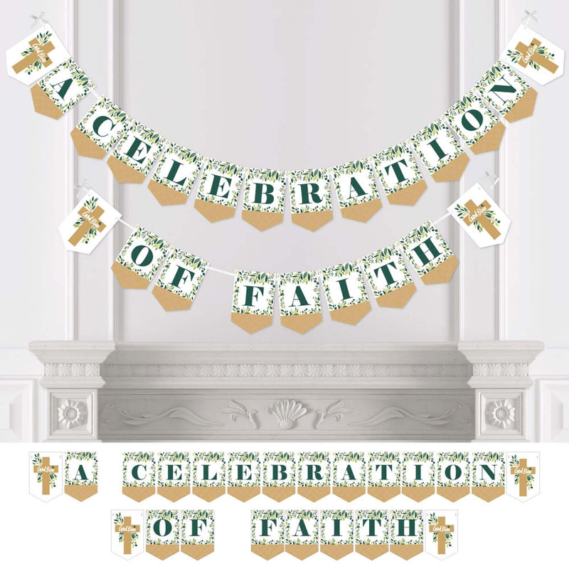 First Communion Elegant Cross - Religious Party Bunting Banner and Decorations