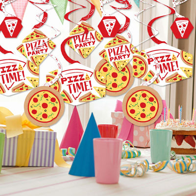 Pizza Party Time - Baby Shower or Birthday Party Hanging Decor - Party Decoration Swirls - Set of 40