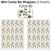 Let's Roll - Sushi - Mini Candy Bar Wrappers, Round Candy Stickers and Circle Stickers - Japanese Party Candy Favor Sticker Kit - 304 Pieces