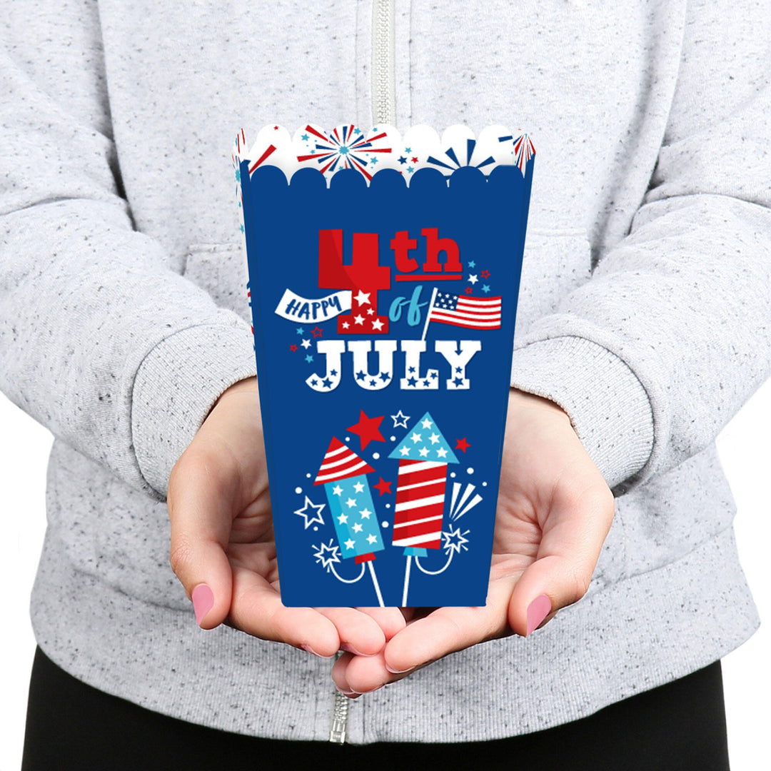 Firecracker 4th of July - Red, White and Royal Blue Party Favor Popcorn Treat Boxes - Set of 12
